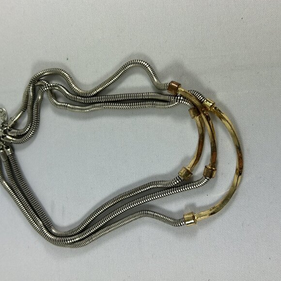 Charming Charlie 3 Tier Necklace Mixed Metal Silver Tone Snake Chain Gold Tone - Picture 6 of 9